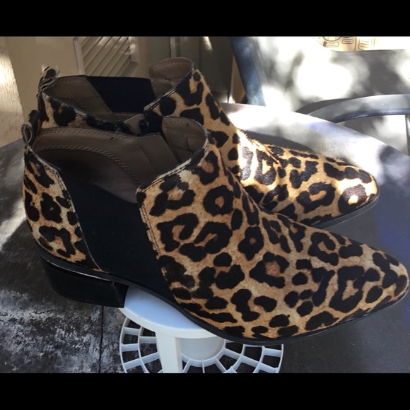 Franco Sarto Arden Leopard Print Silver Detail Block Almond-toe Booties Shoes - Picture 8 of 9